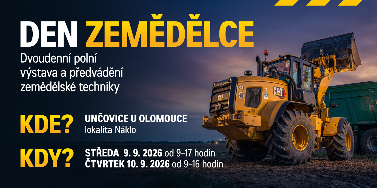 Stroje Cat se představí v expozici Zeppelin CZ na výstavě Den zemědělce 2026
